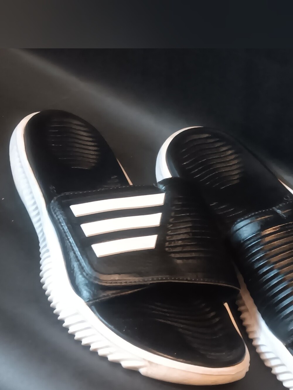 Black and White Adidas Slide Sandals